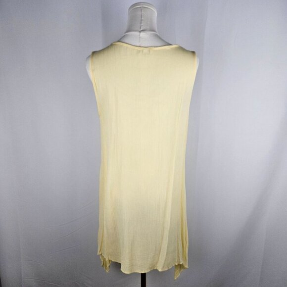 Spense Sleeveless Butter Yellow Tunic Top Medium High Low Hem Boho - Picture 4 of 8